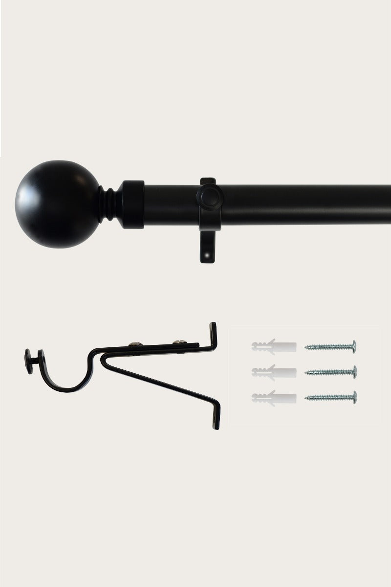 Laura Ashley Ball End 28mm Metal Eyelet Curtain Pole, Black