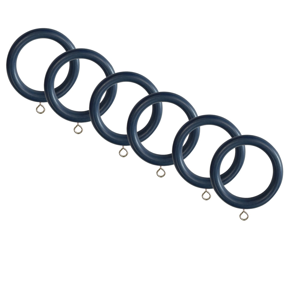 Laura Ashley Ribbed Ball 35mm Curtain Rings, Midnight (Pack of 6, Clearance)
