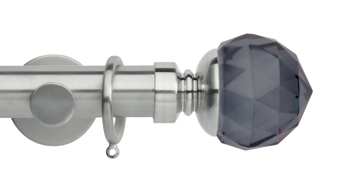 Smoke Faceted Ball, Cylinder Bracket::Stainless Steel