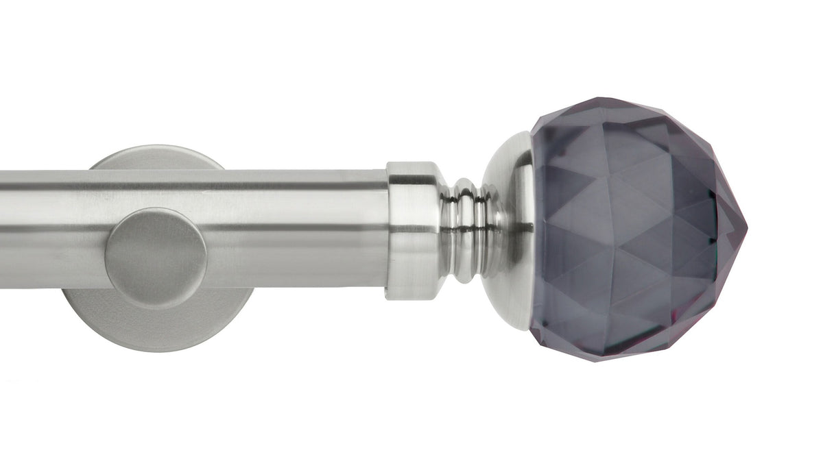 Smoke Faceted Ball Eyelet, Cylinder Bracket::Stainless Steel