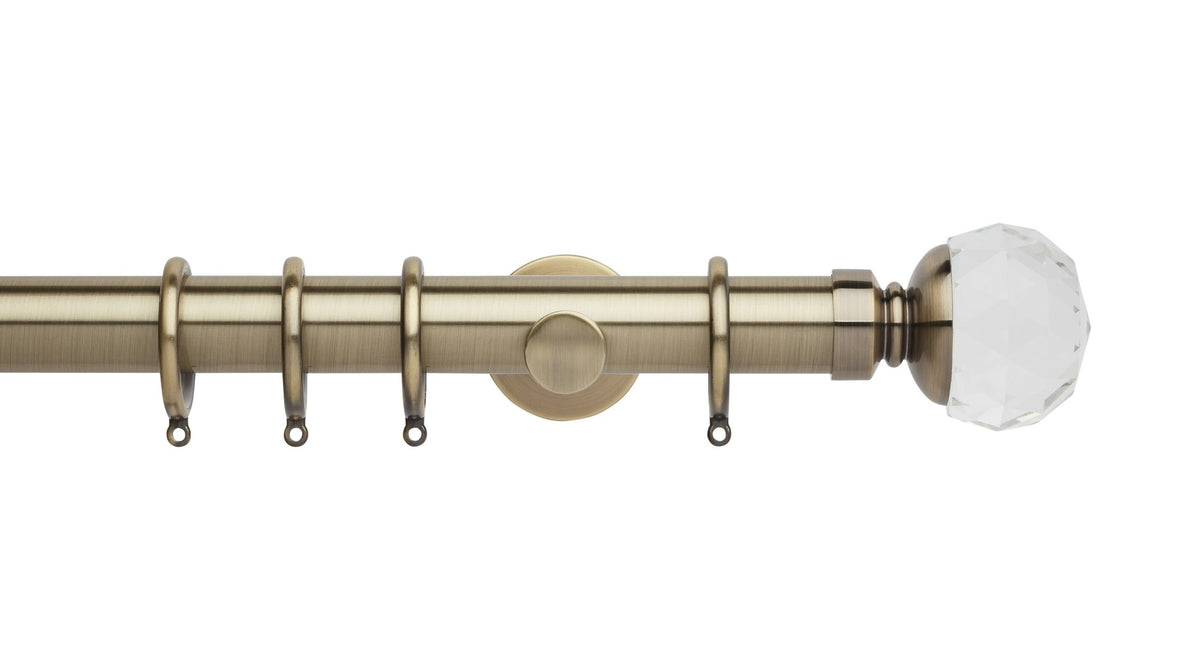Clear Faceted Ball, Cylinder Bracket::Spun Brass