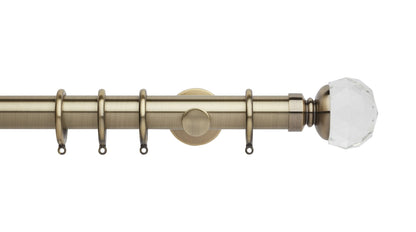 Clear Faceted Ball, Cylinder Bracket::Spun Brass