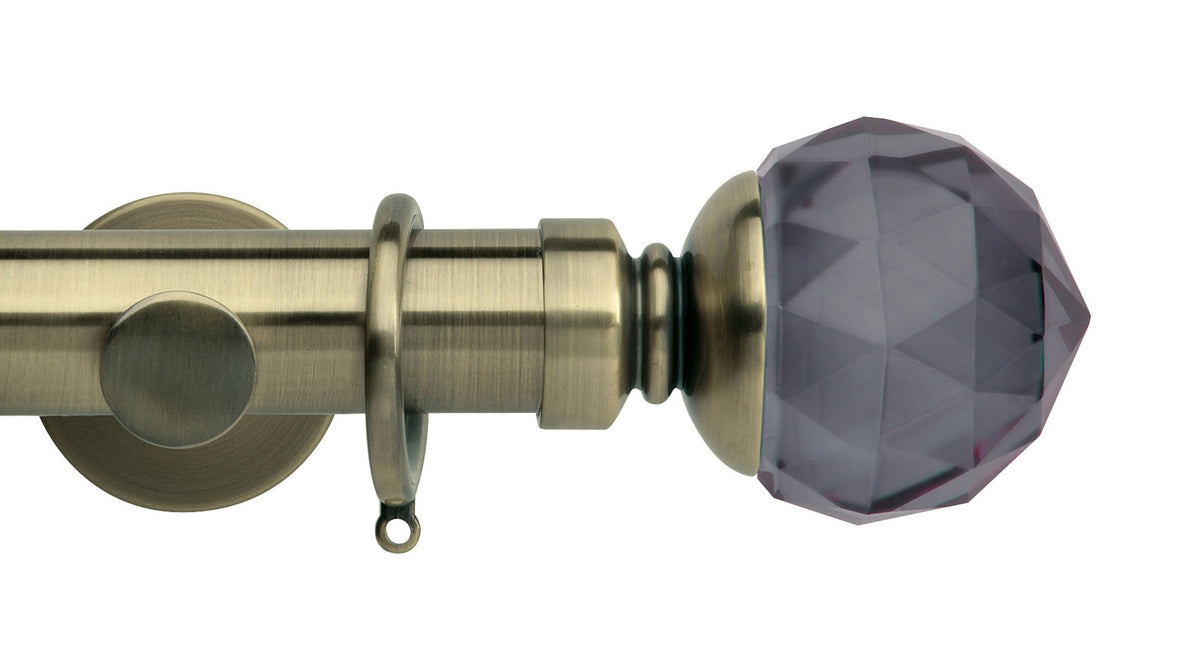 Smoke Faceted Ball, Cylinder Bracket::Spun Brass