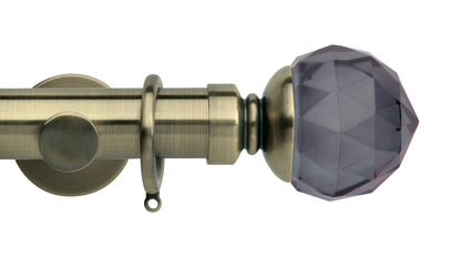 Smoke Faceted Ball, Cylinder Bracket::Spun Brass