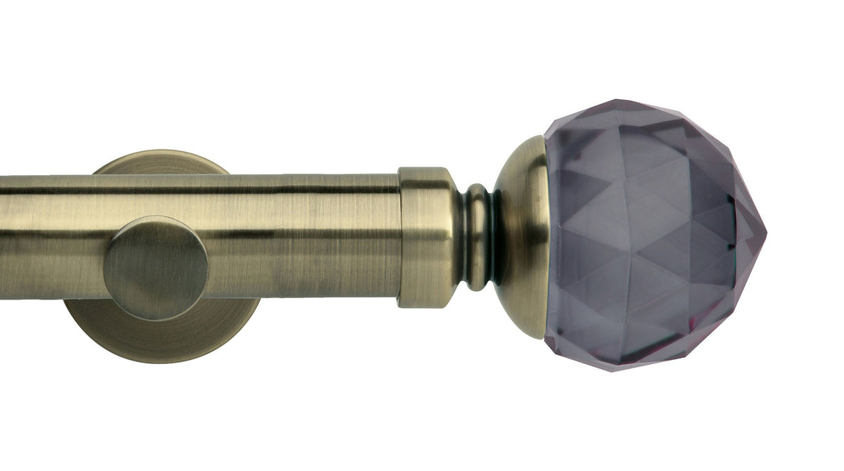 Smoke Faceted Ball Eyelet, Cylinder Bracket::Spun Brass