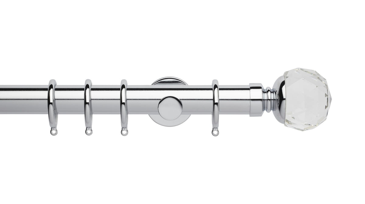 Clear Faceted Ball, Cylinder Bracket::Chrome