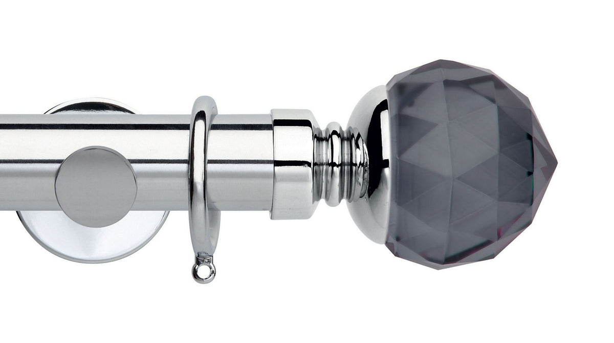 Smoke Faceted Ball, Cylinder Bracket::Chrome