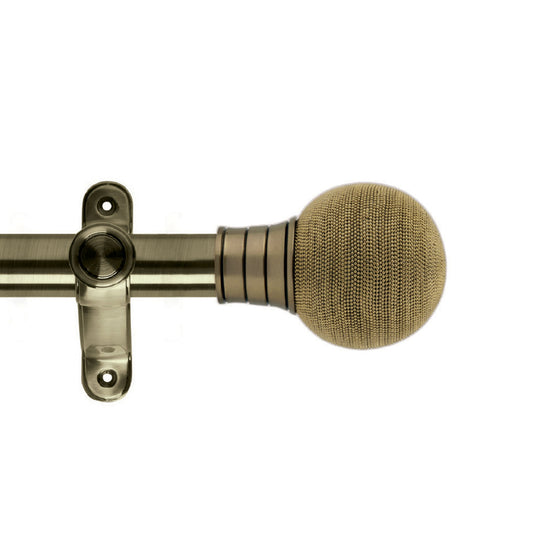 Hallis Galleria eyelet curtain pole, Beaded Ball finial, Burnished Brass