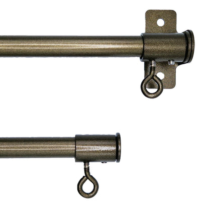Cameron Fuller café rod fittings: face fix above, recess fix below, in Bronze