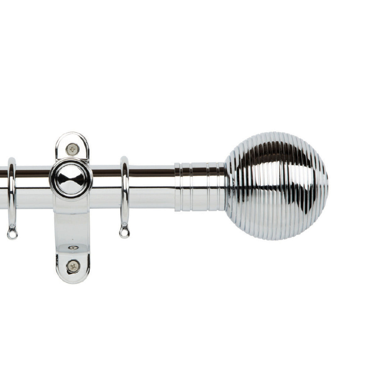 Hallis Galleria Metals Galleria Metals 35mm Ribbed Ball Pole Set Chrome