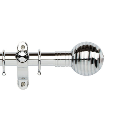 Hallis Galleria Metals Galleria Metals 35mm Ribbed Ball Pole Set Chrome