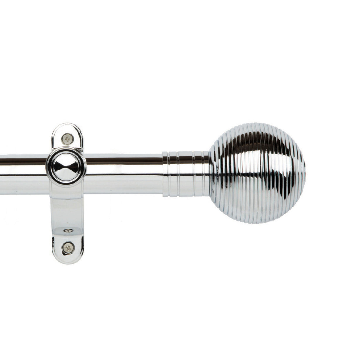 Hallis Galleria Metals eyelet curtain pole, Ribbed Ball finial, Chrome