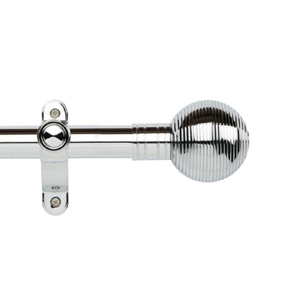 Hallis Galleria Metals eyelet curtain pole, Ribbed Ball finial, Chrome