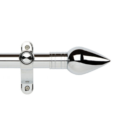Hallis Galleria Metals eyelet curtain pole, Teardrop finial, Chrome