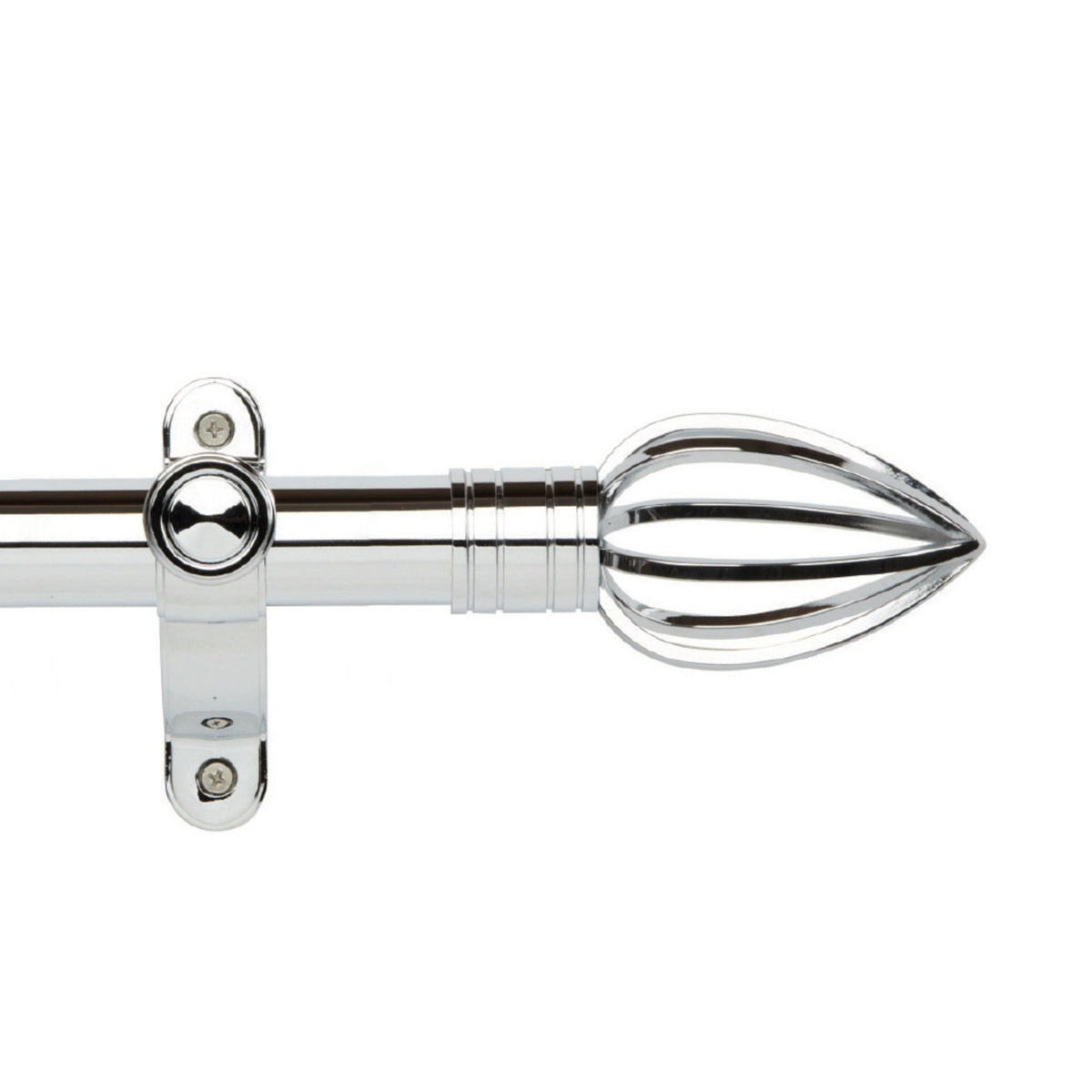 Hallis Galleria Metals eyelet curtain pole, Caged Spear finial, Chrome