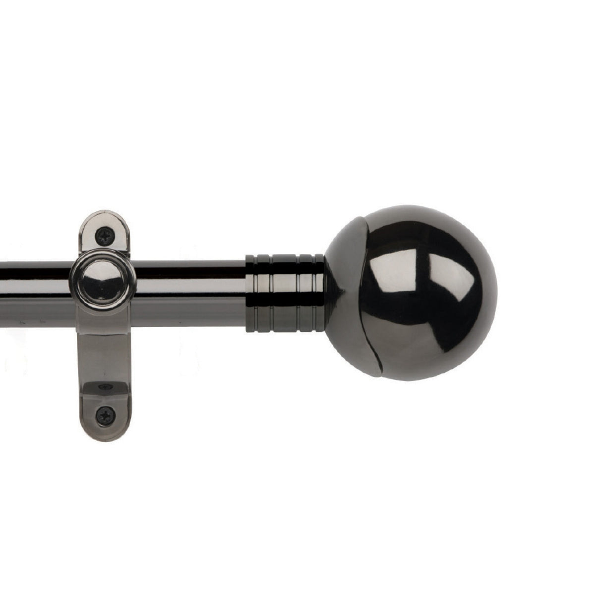 Hallis Galleria Metals eyelet curtain pole, Orb finial, Black Nickel
