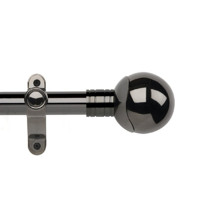 Hallis Galleria Metals eyelet curtain pole, Orb finial, Black Nickel