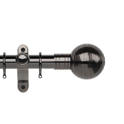 Hallis Galleria Metals Galleria Metals 35mm Ribbed Ball Pole Set Black Nickel