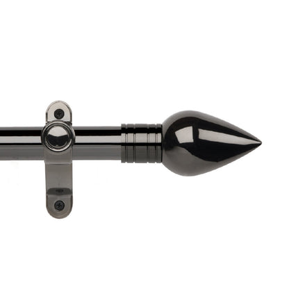 Hallis Galleria Metals eyelet curtain pole, Teardrop finial, Black Nickel