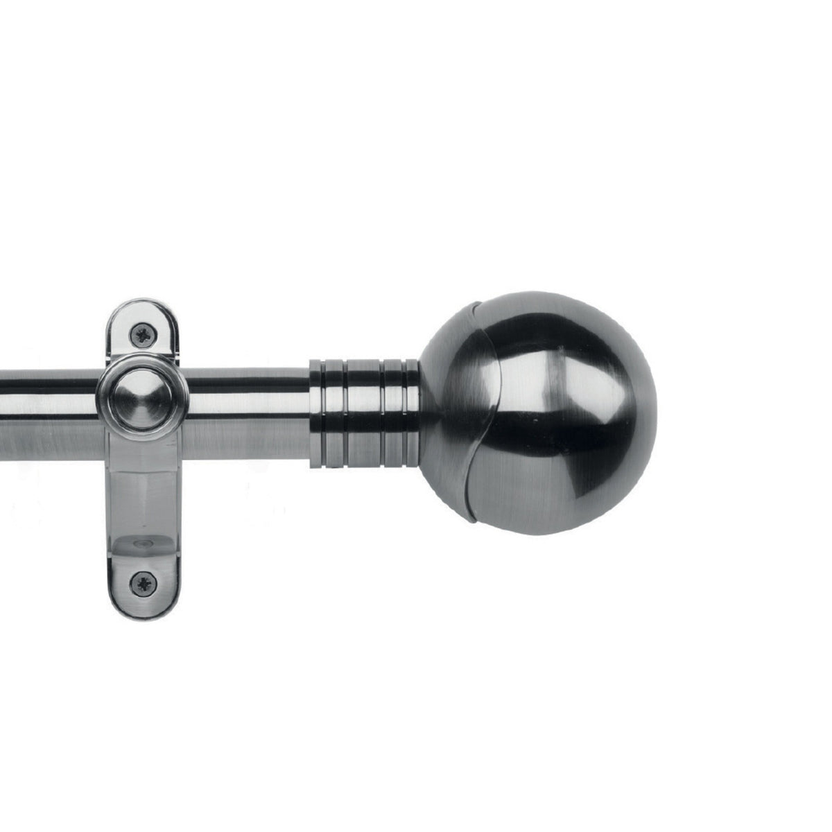Hallis Galleria Metals eyelet curtain pole, Orb finial, Brushed Silver