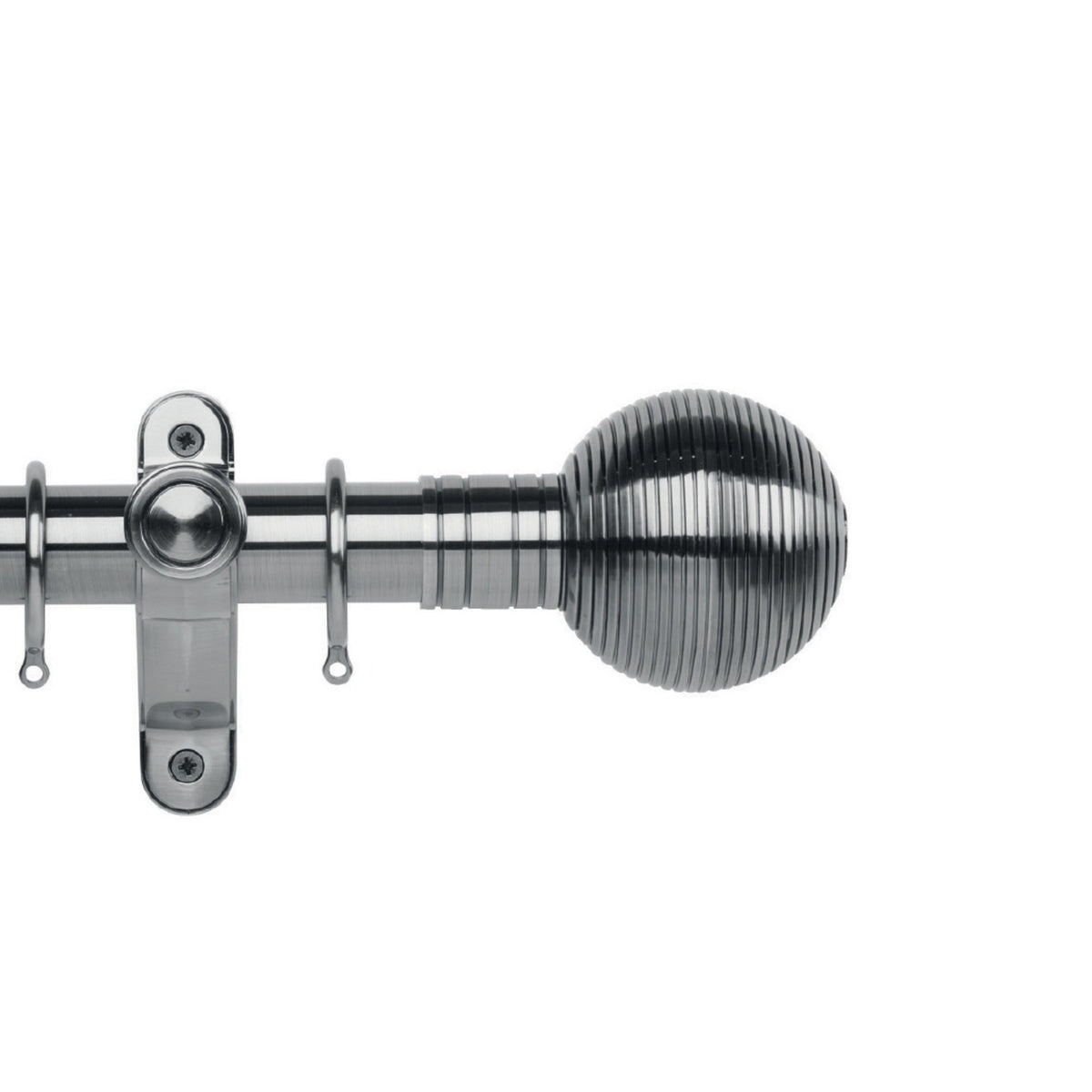 Hallis Galleria Metals Galleria Metals 35mm Ribbed Ball Pole Set Brushed Silver