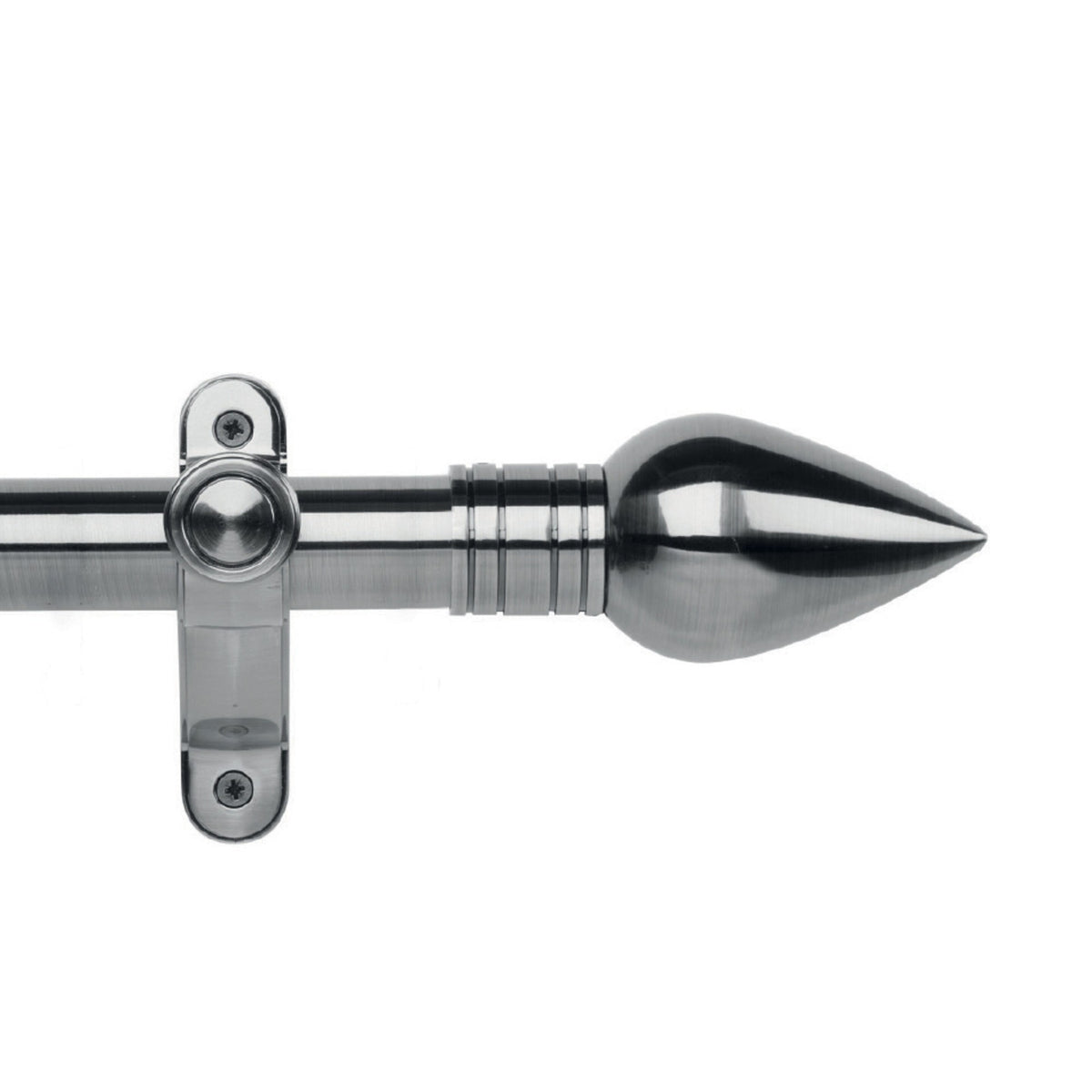 Hallis Galleria Metals eyelet curtain pole, Teardrop finial, Brushed Silver