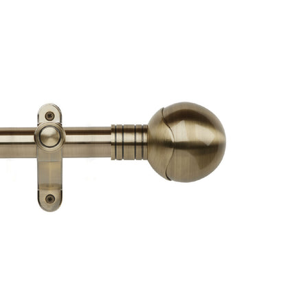 Hallis Galleria Metals eyelet curtain pole, Orb finial, Burnished Brass