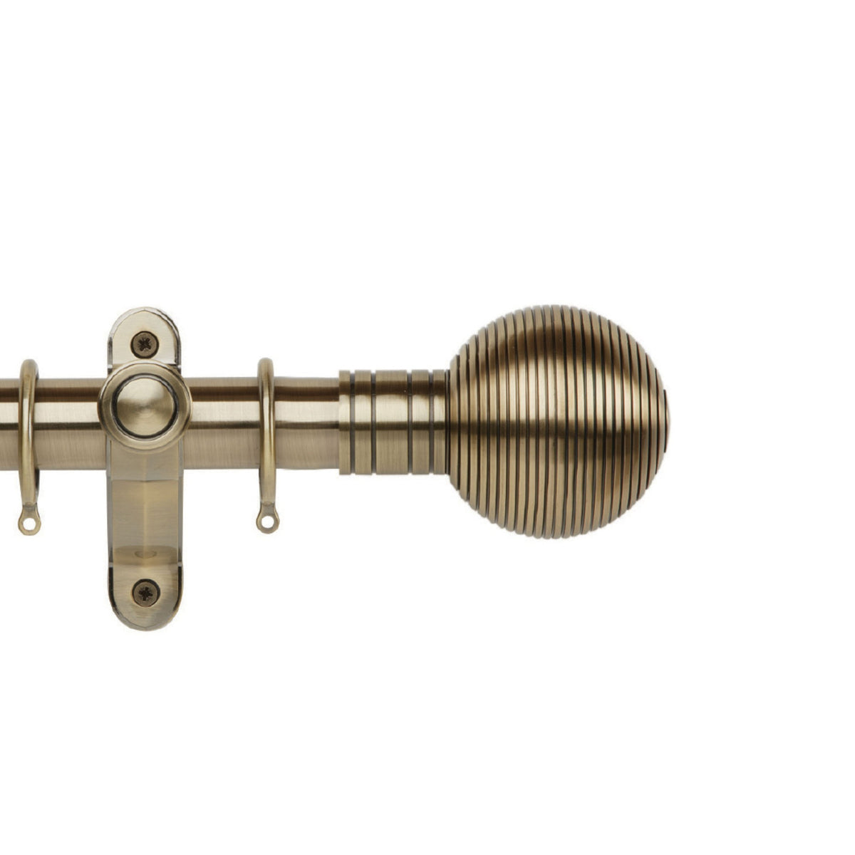 Hallis Galleria Metals Galleria Metals 35mm Rib Ball Pole Set Burnish Brass