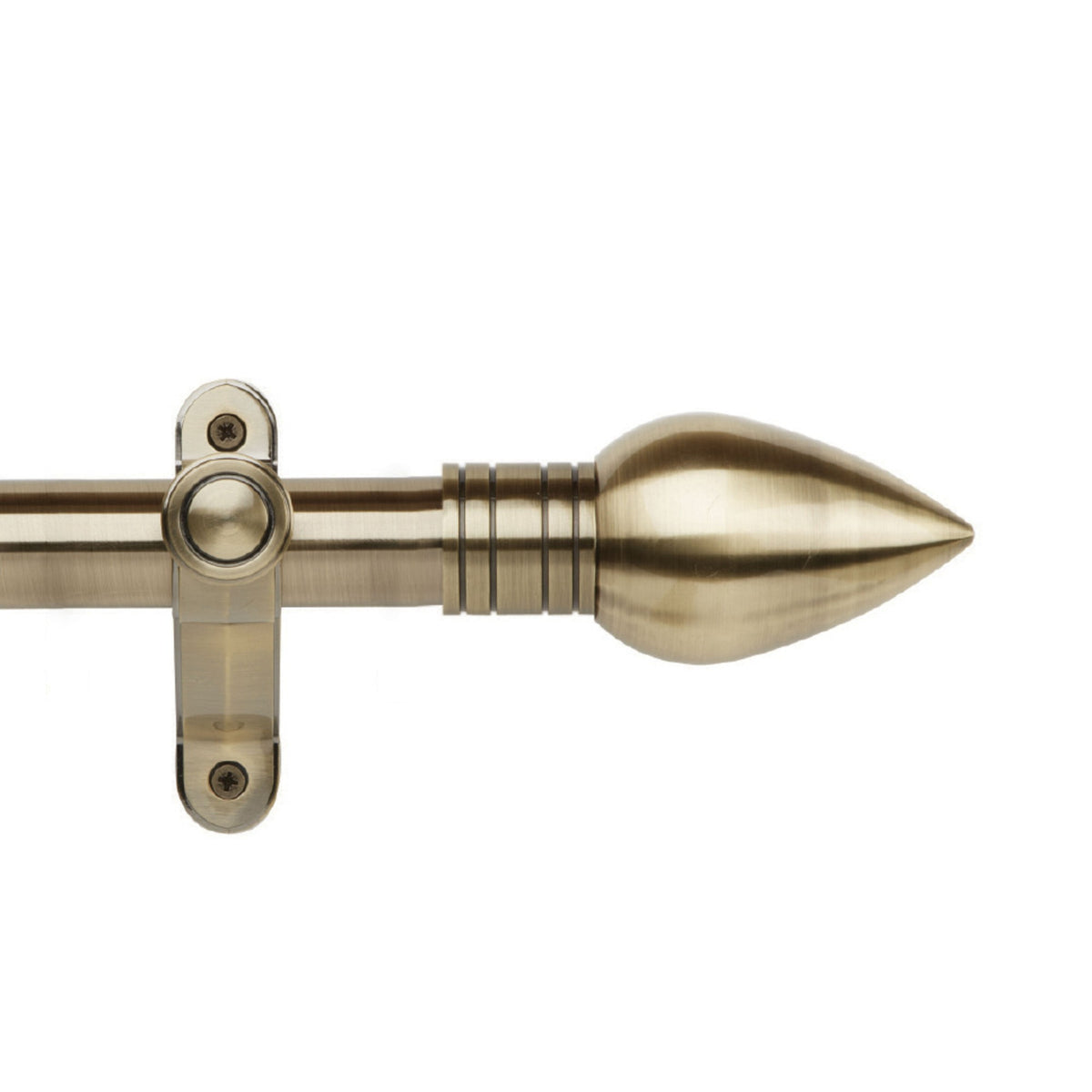 Hallis Galleria Metals eyelet curtain pole, Teardrop finial, Burnished Brass