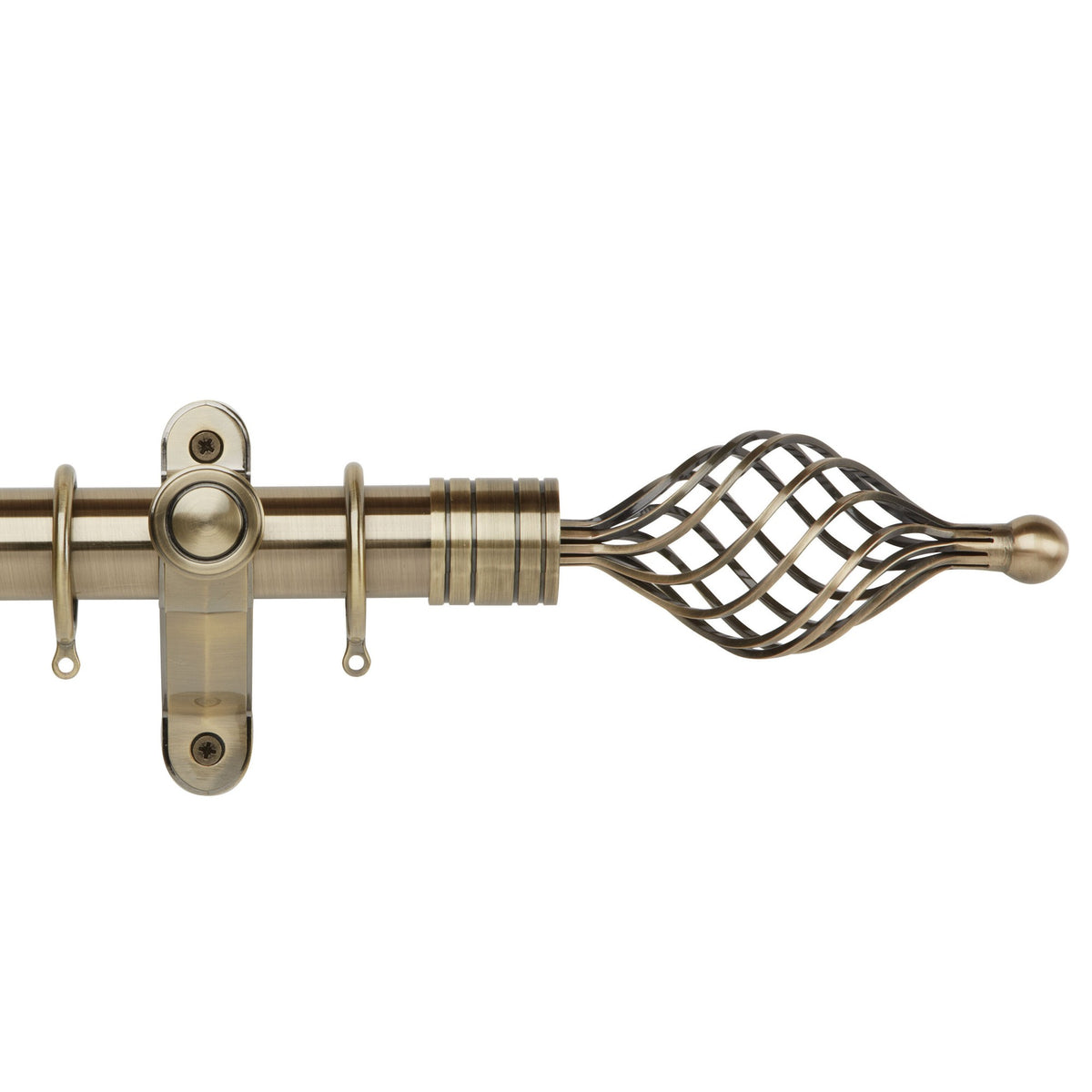 Hallis Galleria Metals Galleria Metals 35mm Twisted Cage Pole Set Burnished Brass