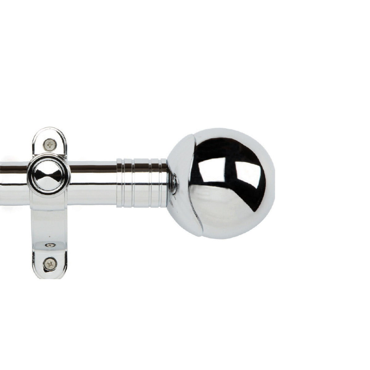 Hallis Galleria Metals eyelet curtain pole, Orb finial, Chrome