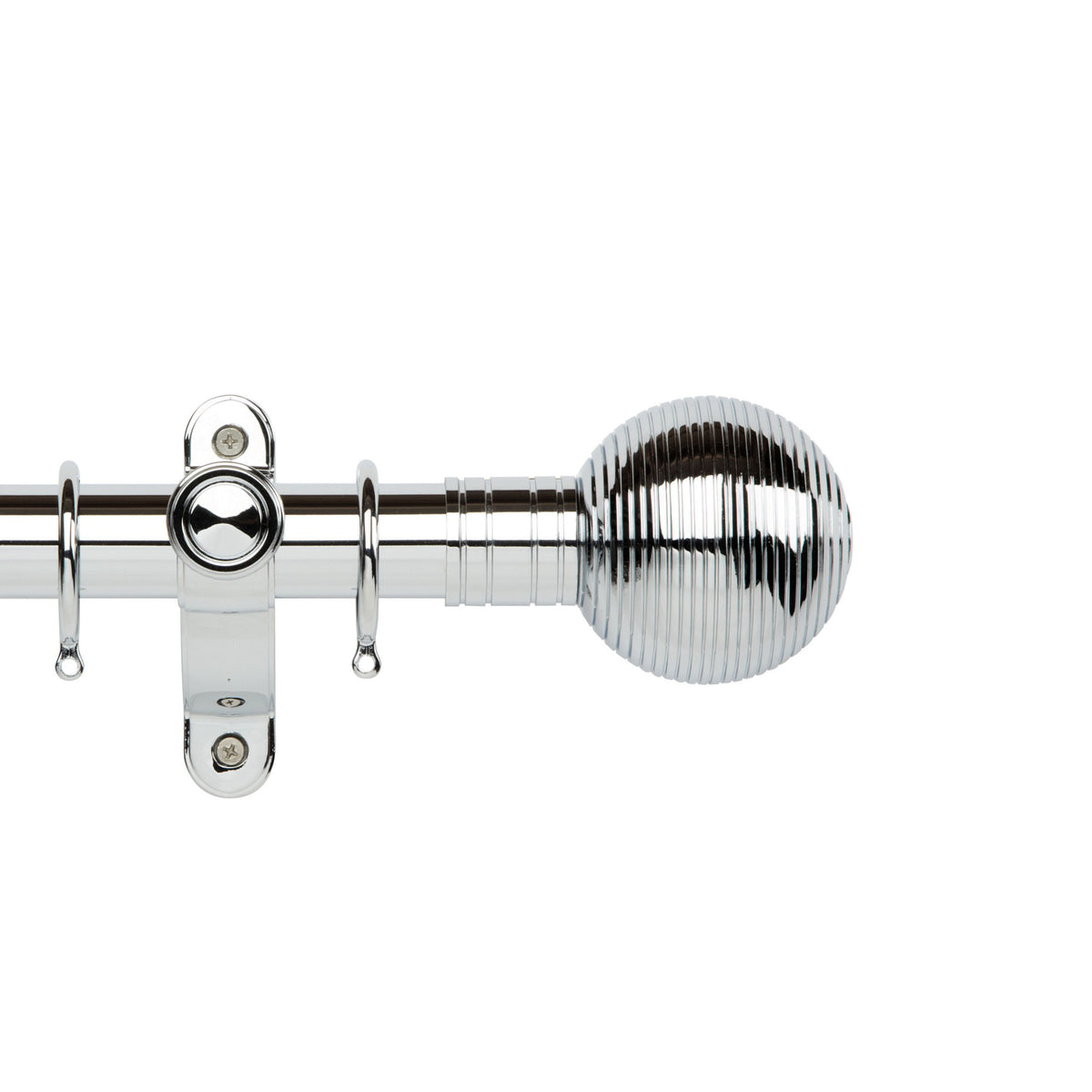Hallis Galleria Metals Galleria Metals 50mm Ribbed Ball Pole Set Chrome