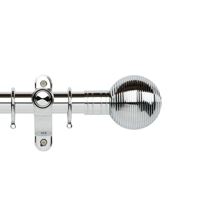 Hallis Galleria Metals Galleria Metals 50mm Ribbed Ball Pole Set Chrome