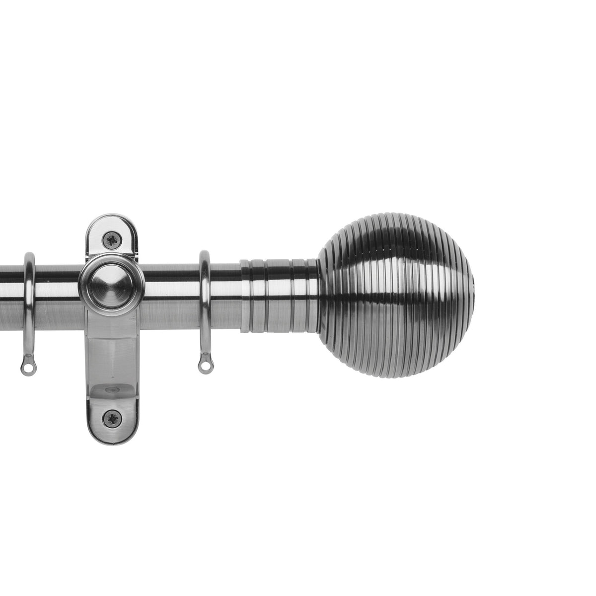 Hallis Galleria Metals Galleria Metals 50mm Ribbed Ball Pole Set Brushed Silver