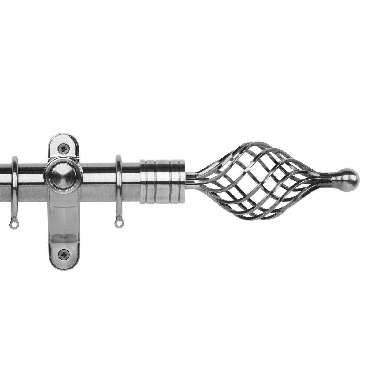 Hallis Galleria Metals Galleria Metals 50mm Twist Cage Pole Set Brushed Silver