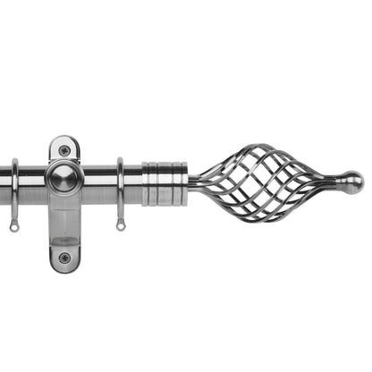 Hallis Galleria Metals Galleria Metals 50mm Twist Cage Pole Set Brushed Silver
