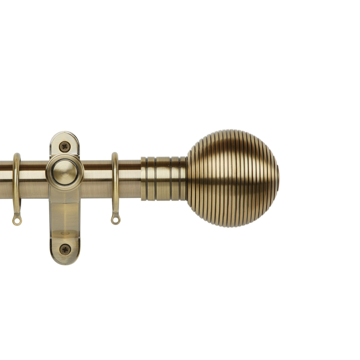 Hallis Galleria Metals Galleria Metals 50mm Rib Ball Pole Set Burnish Brass