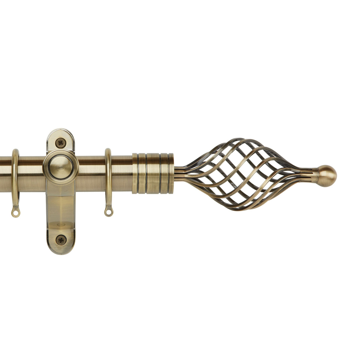 Hallis Galleria Metals Galleria Metals 50mm Twist Cage Pole Set Burnish Brass