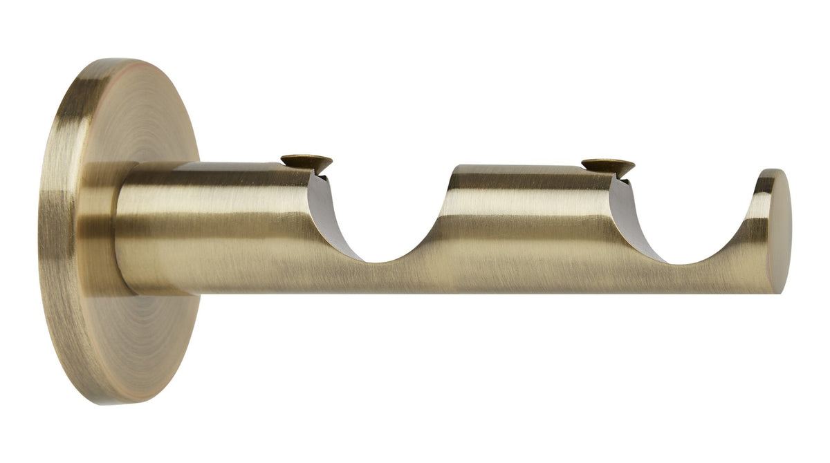 Hallis Neo Double Bracket, 28mm + 28mm (Curtain Pole), Spun Brass