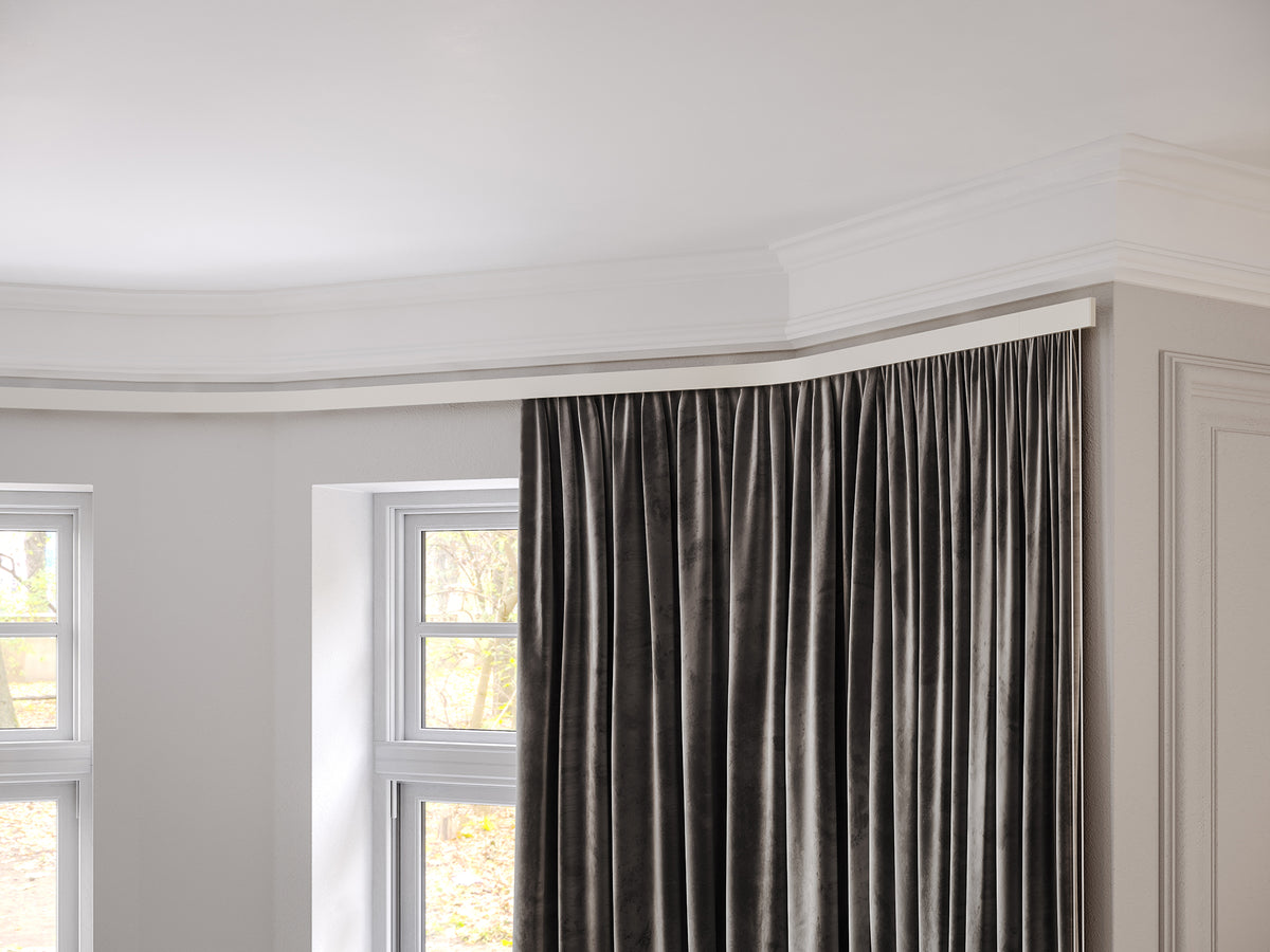 Speedy Contour corded curtain track fitted in a bay window
