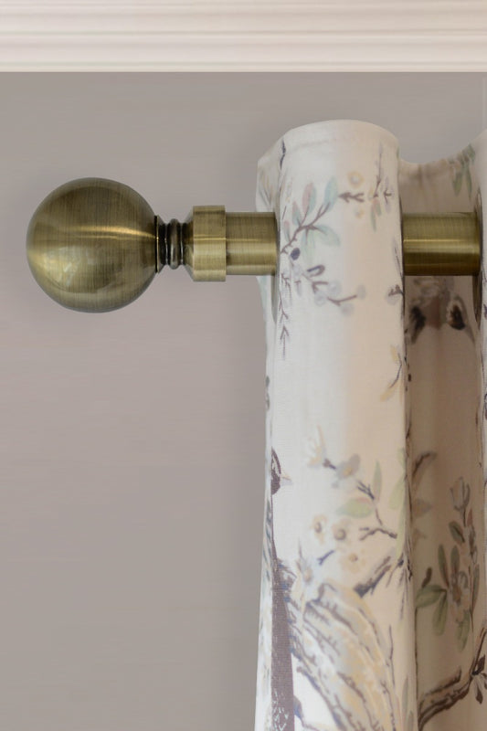 Laura Ashley Ball End 28mm Metal Eyelet Curtain Pole, Antique Brass