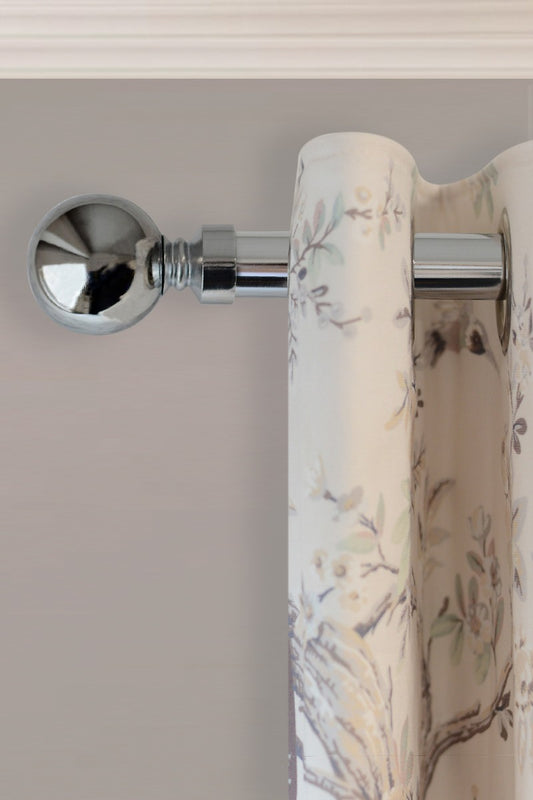 Laura Ashley Ball End 28mm Metal Eyelet Curtain Pole, Chrome