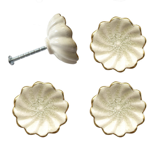 Laura Ashley Scalloped Ceramic Drawer Pulls (Set of 4)