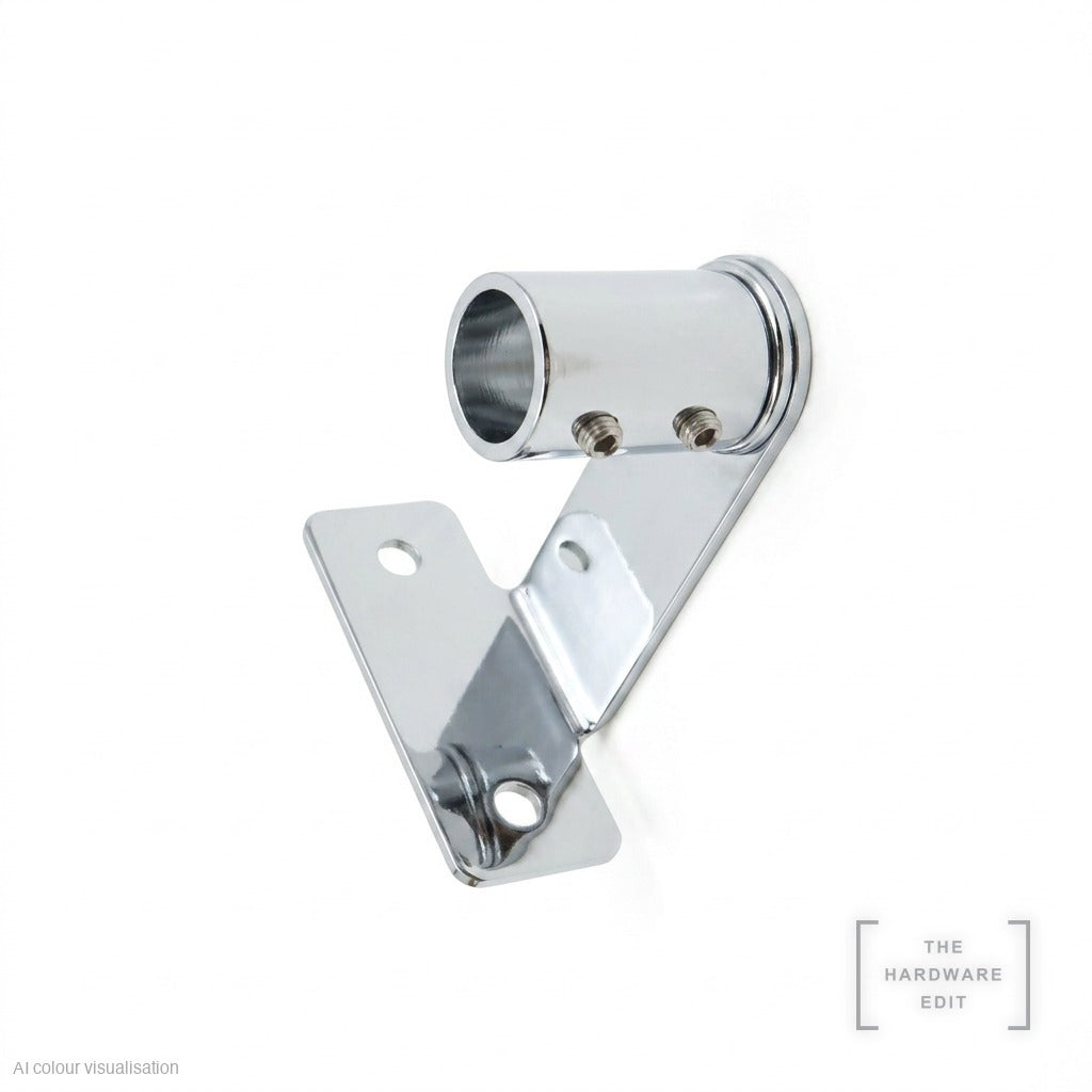 Café rod face fix bracket, long projection, Chrome