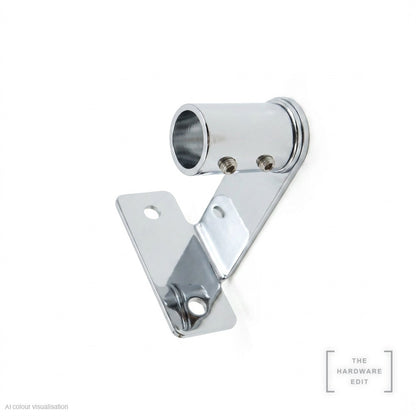 Café rod face fix bracket, long projection, Chrome
