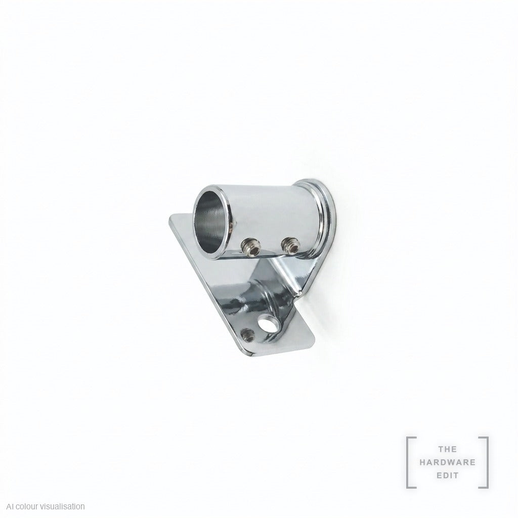 Café rod face fix bracket, short projection, Chrome