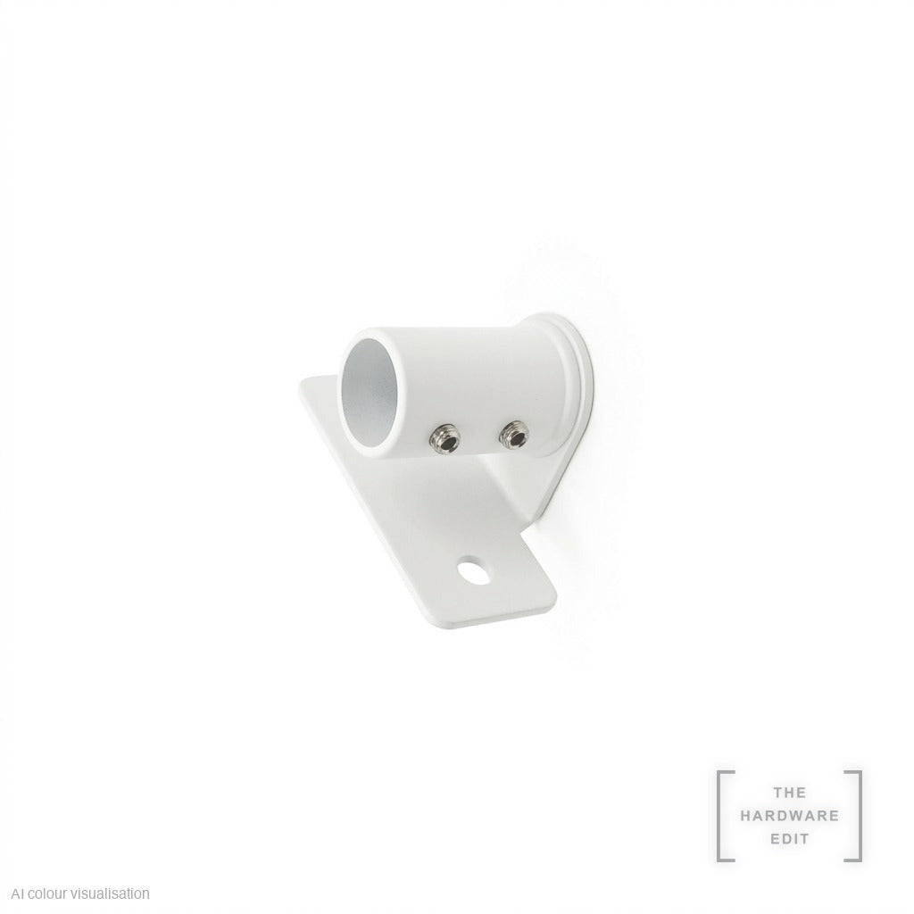 Café rod face fix bracket, short projection, White