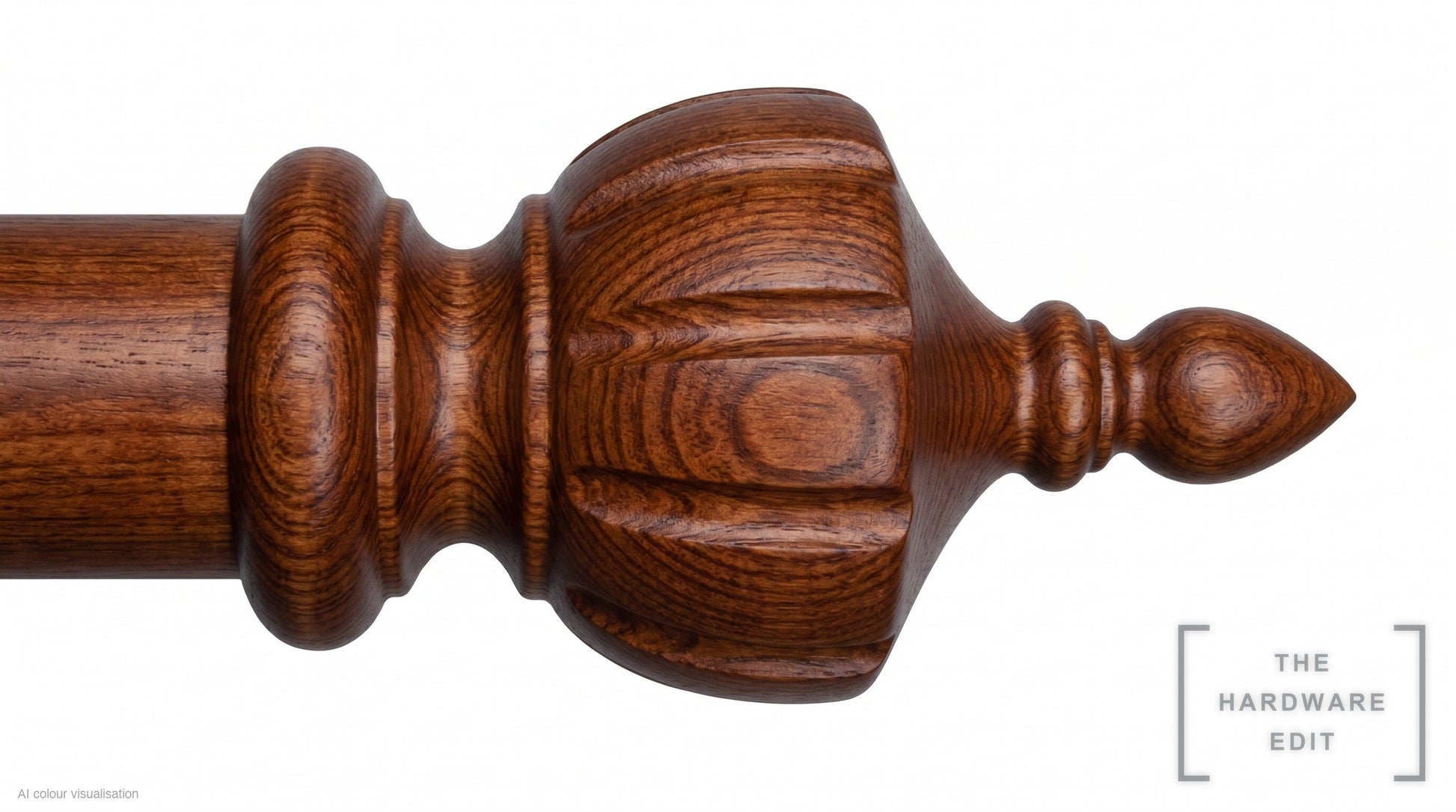 Crown finial – Natural Mahogany (AI colour visualisation)