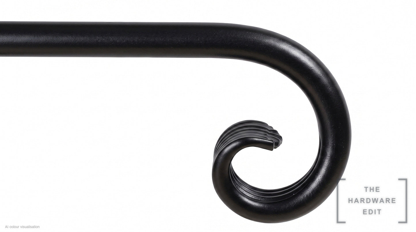 Curl finial – Black (AI colour visualisation)
