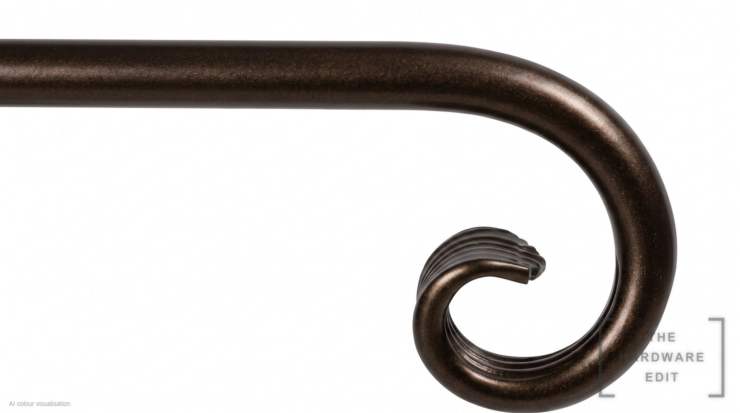 Curl finial – Bronze (AI colour visualisation)